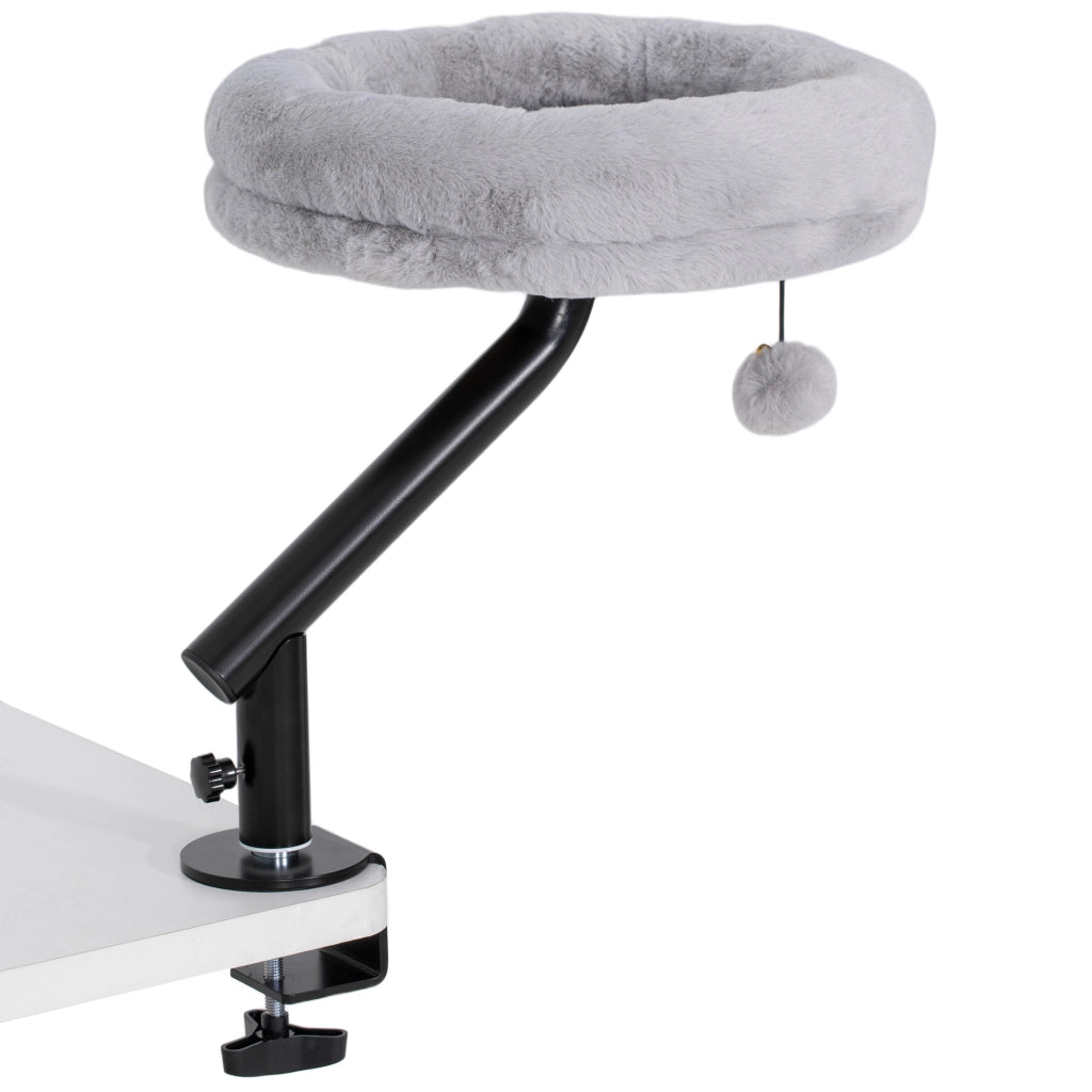 Amaca per gatti da scrivania con rotazione 360¡ã, altezza regolabile e cuscino lavabile ¨C Xylo ¨C Grigio