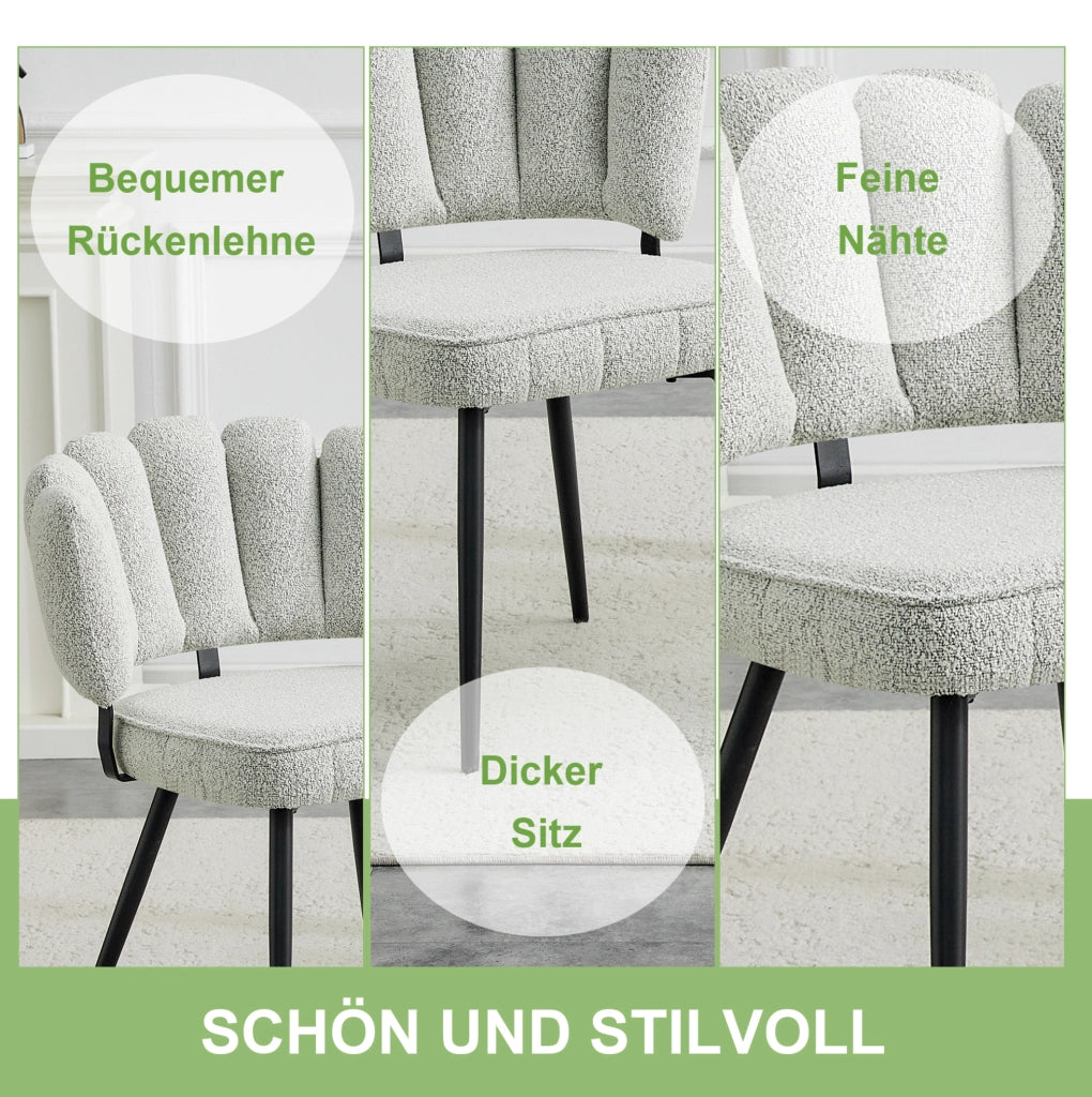 SEDIA Da pranzo Set da 2 pezzi 80 cm Tessuto grigio chiaro e metallo nero