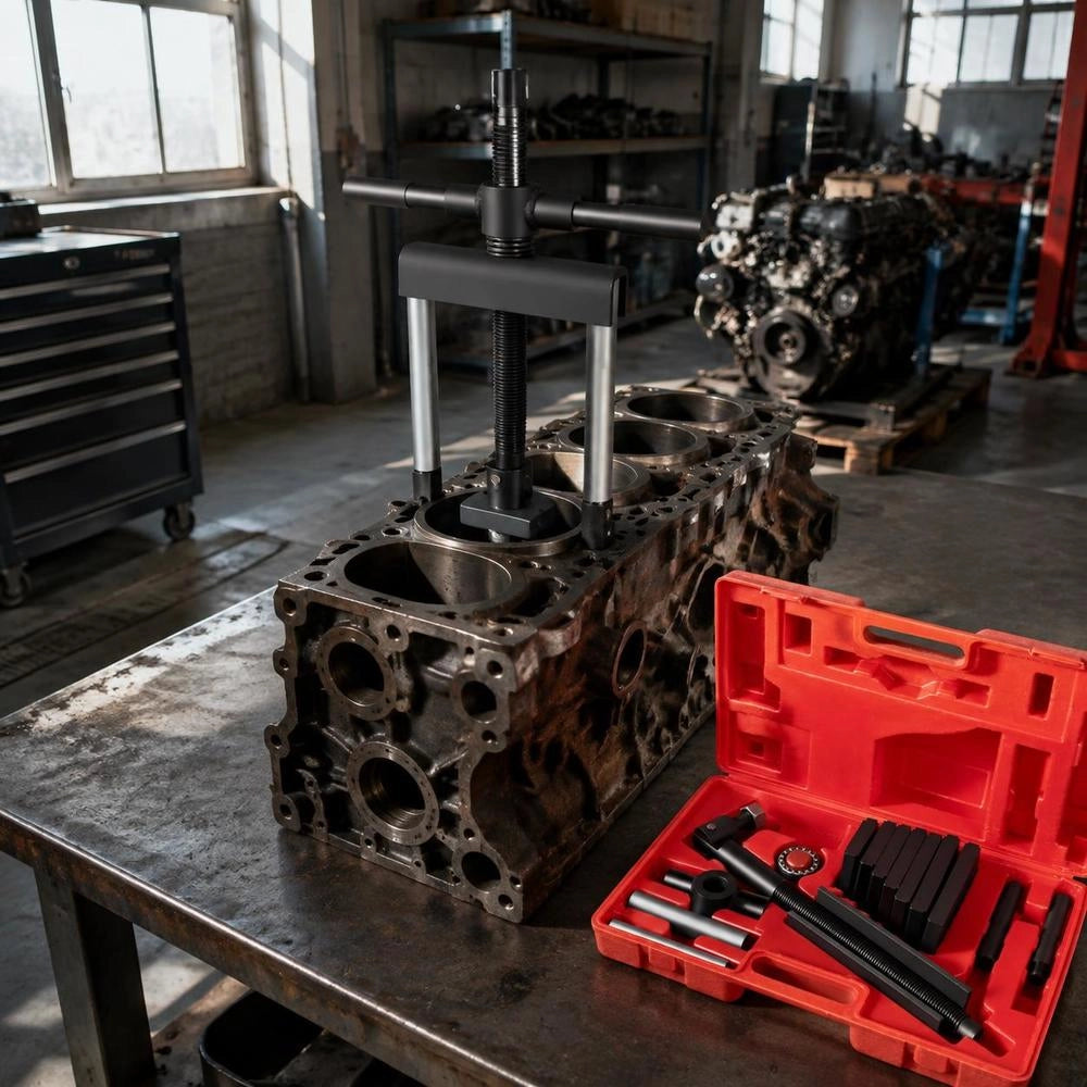 Steel Cylinder Liner Puller For 75-138mm Engines, 7x Pull Plates, Ideal For Removing Cylinder Liners From Diesel Engines And Automotive Internal Combustion Engines