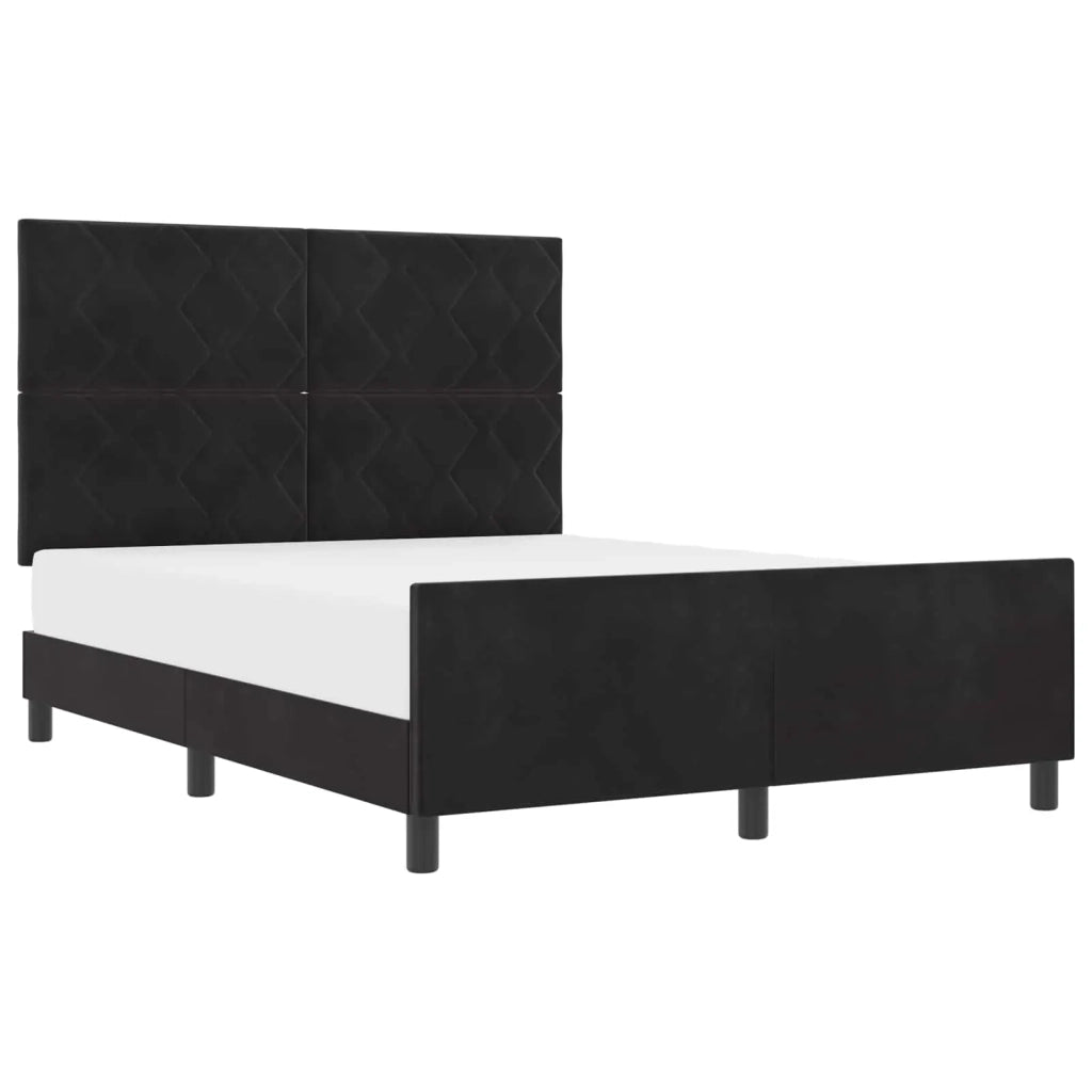 Letto a molle con testiera Nero 140 x 190 cm Velluto 3345007