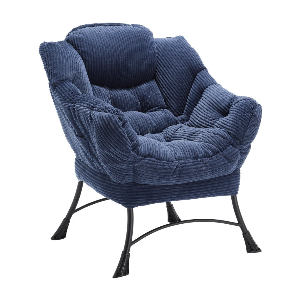 Poltrona Relax con Poggiapiedi e Braccioli ¨C MINIMAL ¨C Tessuto Blu Navy