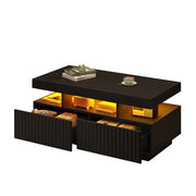 Tavolino da Salotto con LED e 2 Cassetti; Nero; 100x50x45 cm; da Assemblare