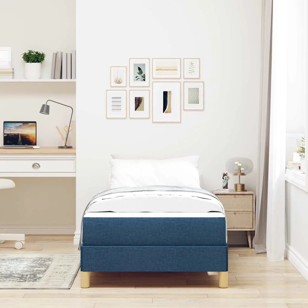 Letto a molle con materasso Blu 90 x 190 cm Tessuto