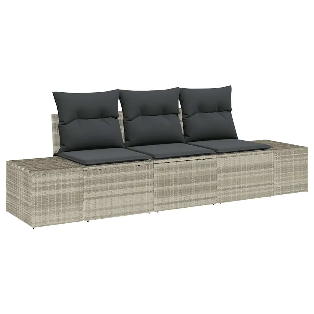 Set Divano da Giardino 3 pcs Grigio chiaro polyrattan 3355591