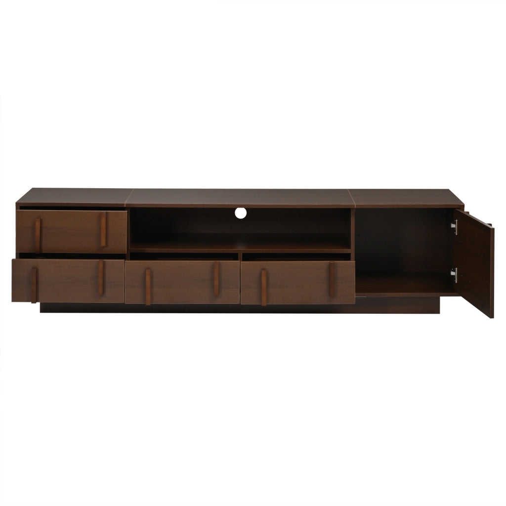 Mobile TV largo 180 cm in MDF con 4 cassetti e vano chiuso, noce