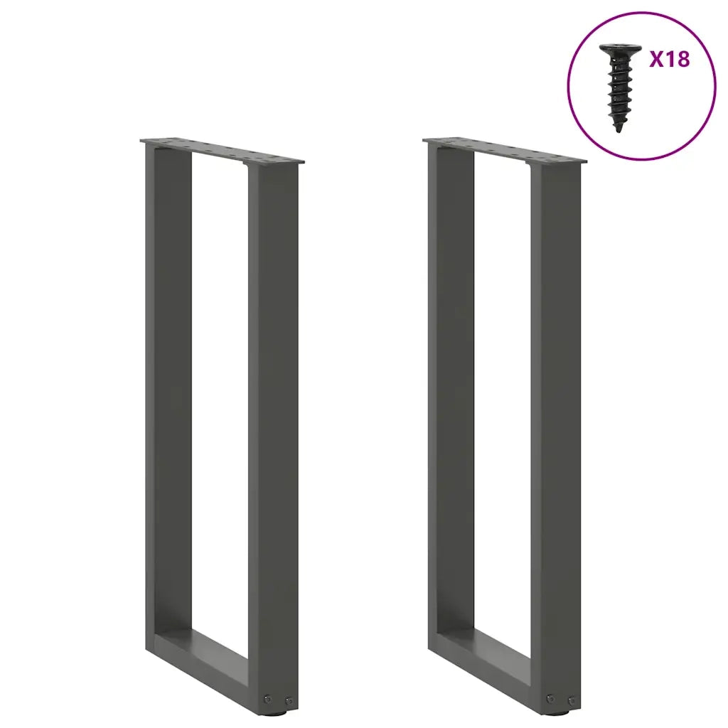 Pieds de table console en U, 2 pièces, anthracite, 28 x (72-73) cm, acier