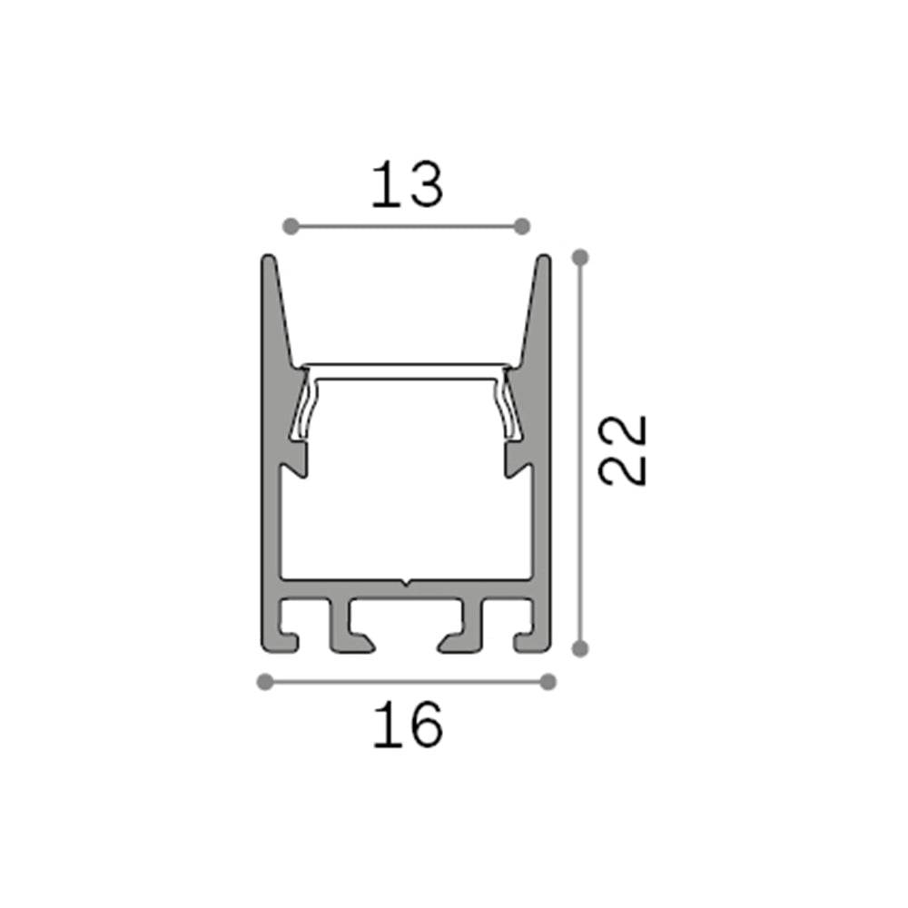 Profilo Slot Alluminio Bianco Sur D16X22 2M
