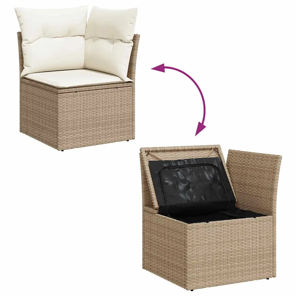 Set Divano da Giardino con cuscino 8 pcs Beige Poly Rattan