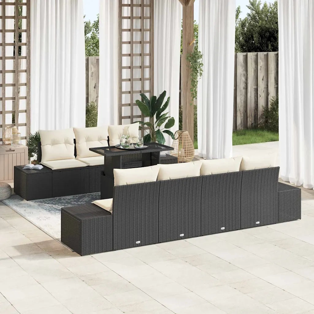 Set di divani con cuscino 8 pcs Nero e Crema polyrattan 3349123
