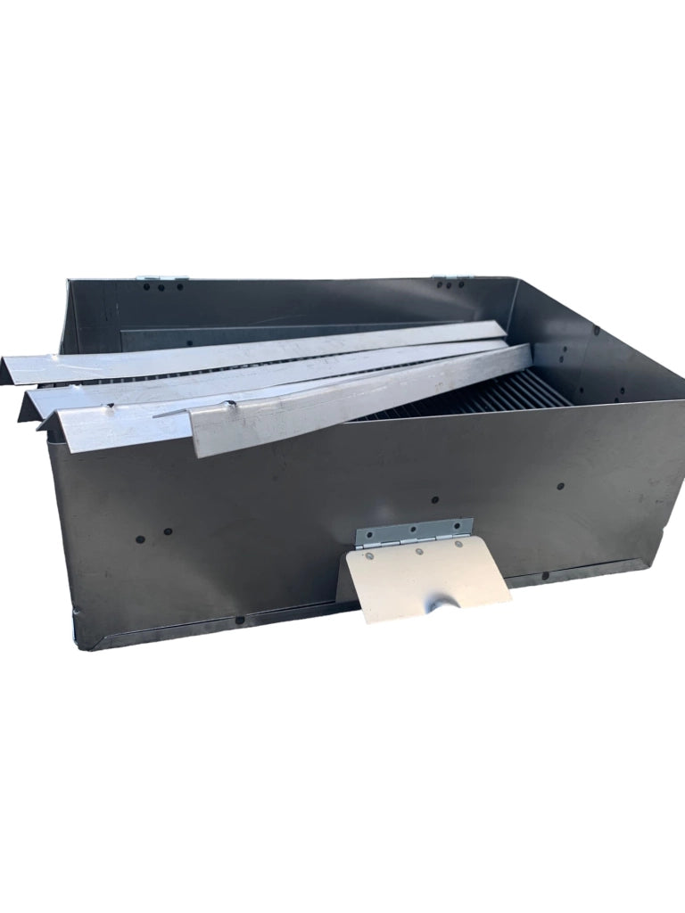 Barbecue da esterno con coperchio richiudibile in ferro, piedi estraibili, per carbone o legna, ideale per campeggio, picnic, grigliate 50x35 cm