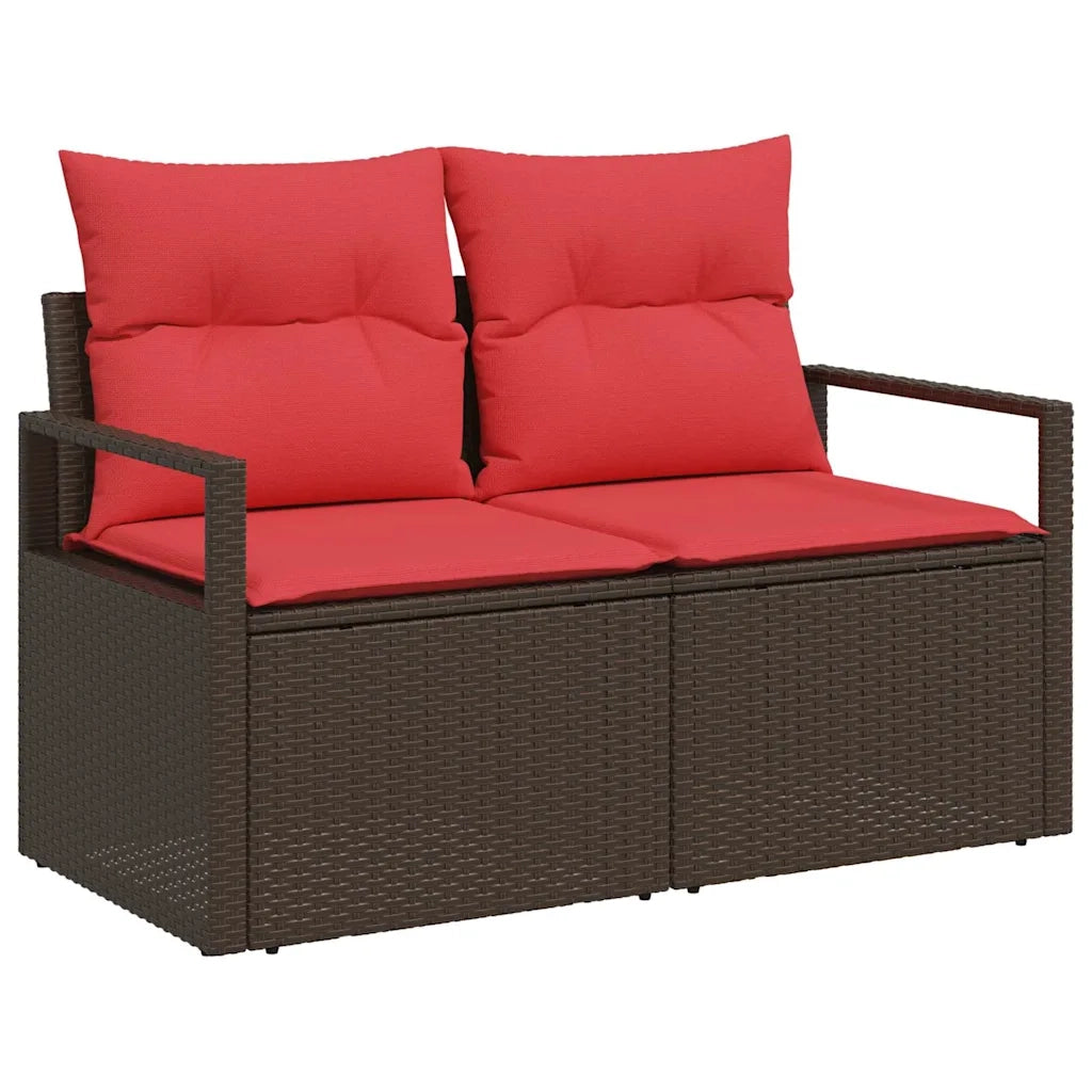 Set Divano da Giardino 11 pcs Marrone e Rosso polyrattan 3355243