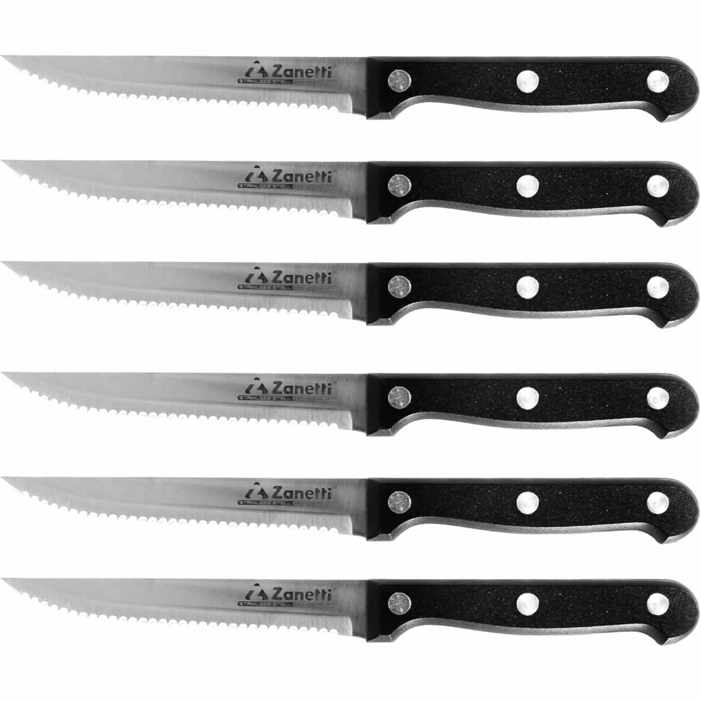 Zanetti Set 6 Coltelli Bistecca Classic Acciaio Inox 11cm