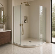 Piatto doccia 90x90 cm effetto pietra marmoresina STONE semicircolare beige FRANCIA