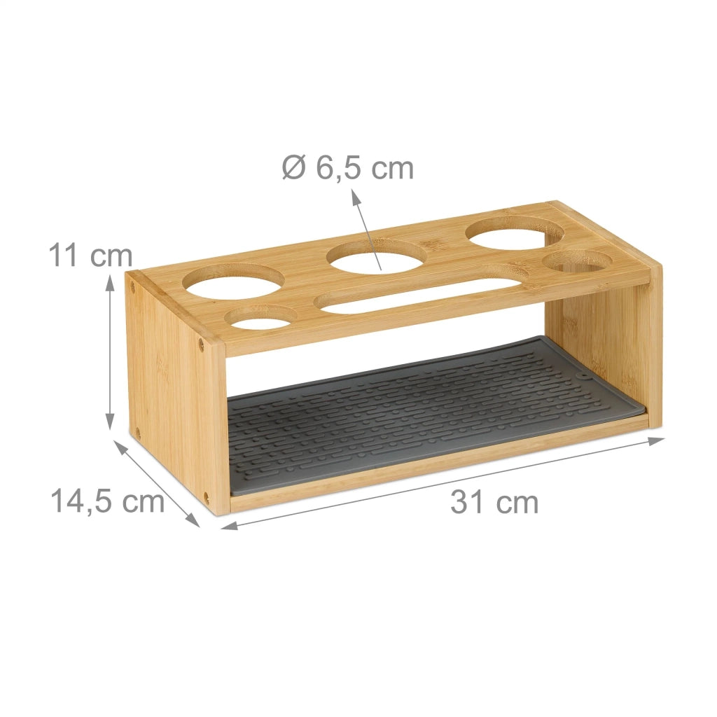 Set di 3 pratici portabottiglie da cucina scolapiatti in bambù naturale 13_0016151