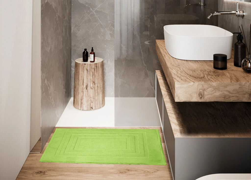 Tappeto Casa Bagno Morbido 50x65cm Tinta Unita 100% Cotone Modello Sophie - Tappeto - Verde Acido