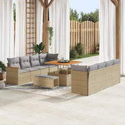 Set Divano da Giardino con cuscino 12 pcs Beige polyrattan