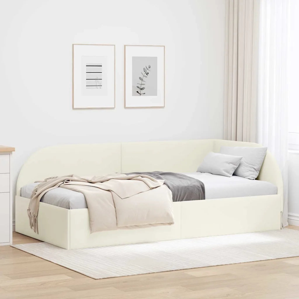 Cornice del letto ad angolo Crema 80 cm x 200 cm Velluto