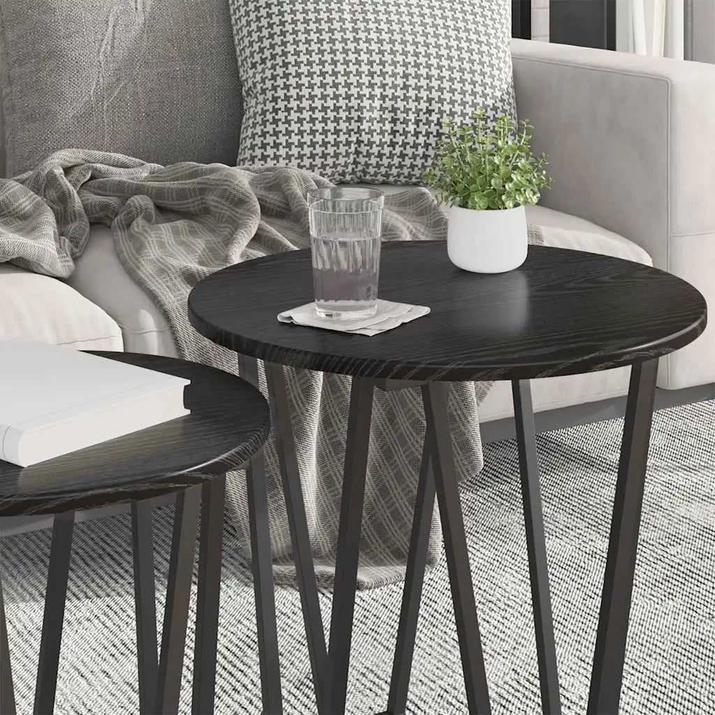 Set tavolini 2 pz | Tavolo laterale Rovere Nero
