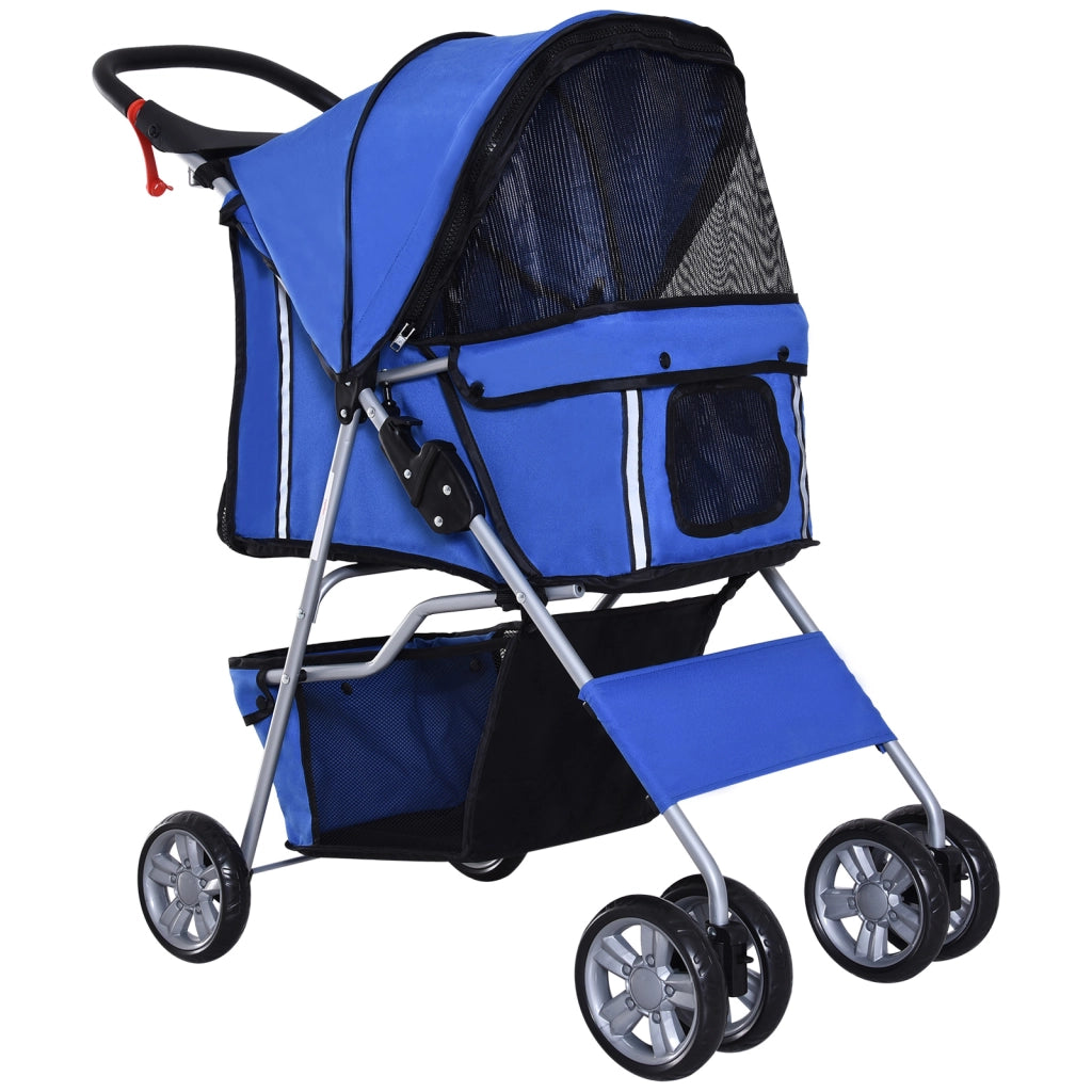 Carrello per cani pieghevole e leggero, blu, ideale per escursioni