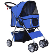 Carrello per cani pieghevole e leggero, blu, ideale per escursioni