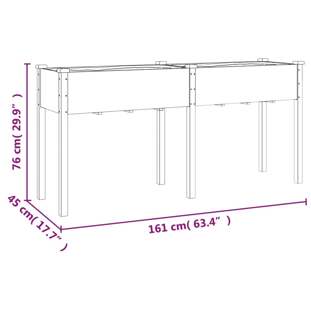Fioriera | Cassetta per fiori | Vaso con Fodera 161x45x76 cm Legno Massello di Abete