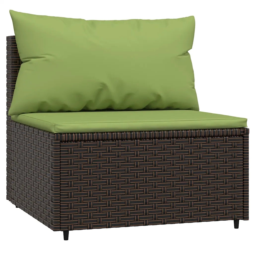 Set Mobili da Giardino 4 pz con Cuscini in Polyrattan Marrone CFW4397200