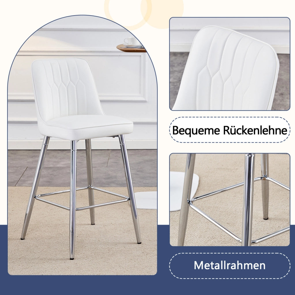 SGABELLO DA BAR Set da 2 pezzi 100 cm PU Bianco Metallo Argento