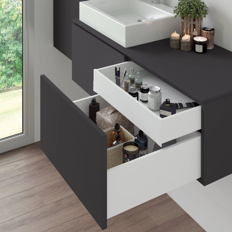 Cassetto esterno Vertex con regolazione 3D altezza 93mm, 40kg, profondità 500mm, Acciaio, Verniciato alluminio