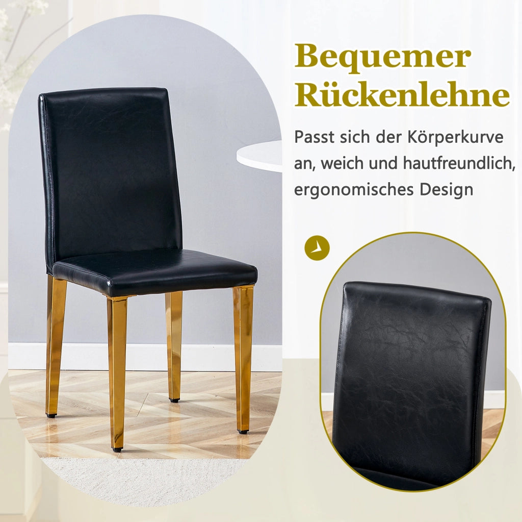SEDIA DA PRANZO Set da 4 pezzi 90 cm Nero/Oro in PU e metallo