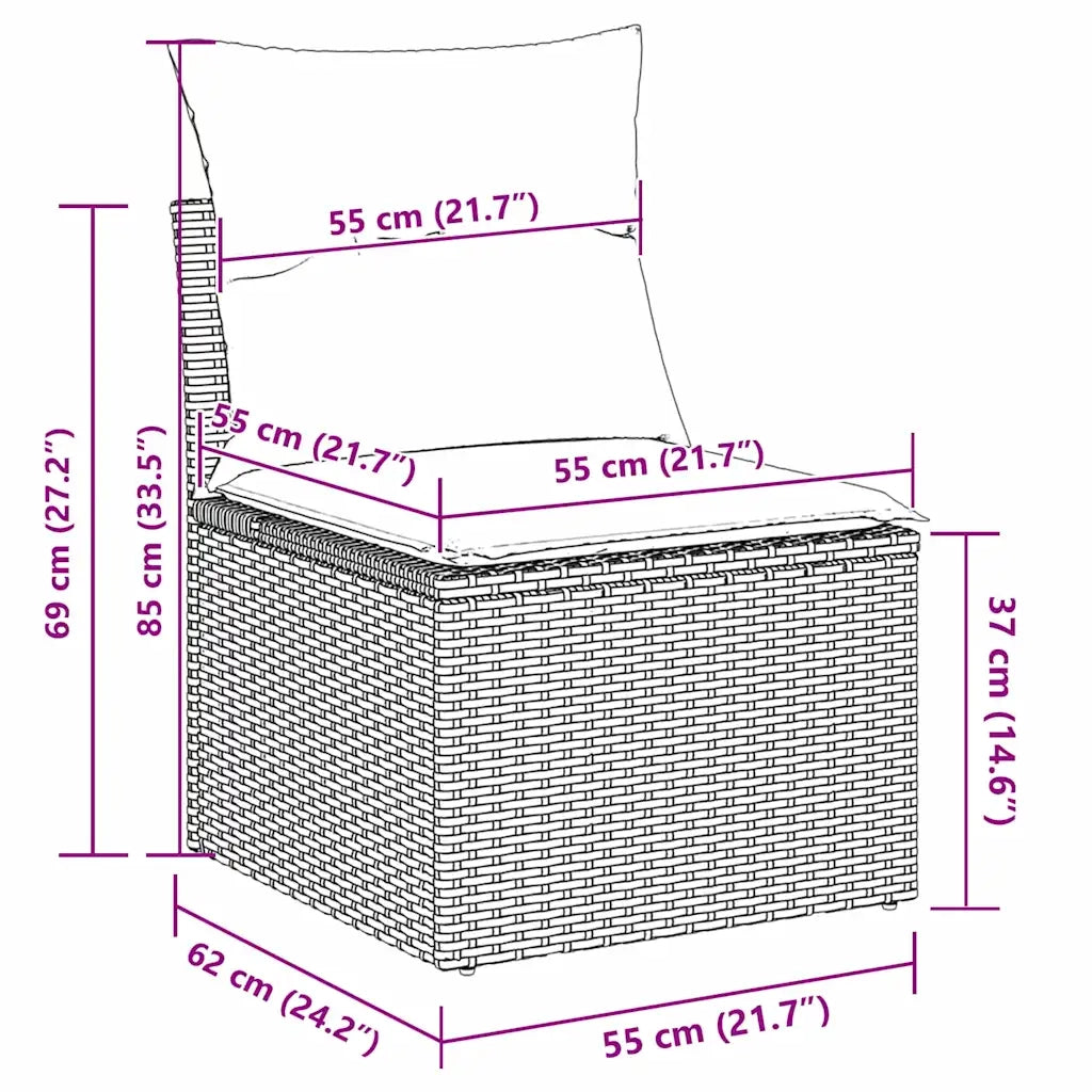 Set Divano da Giardino con cuscino 7 pcs Marrone polyrattan 3345448