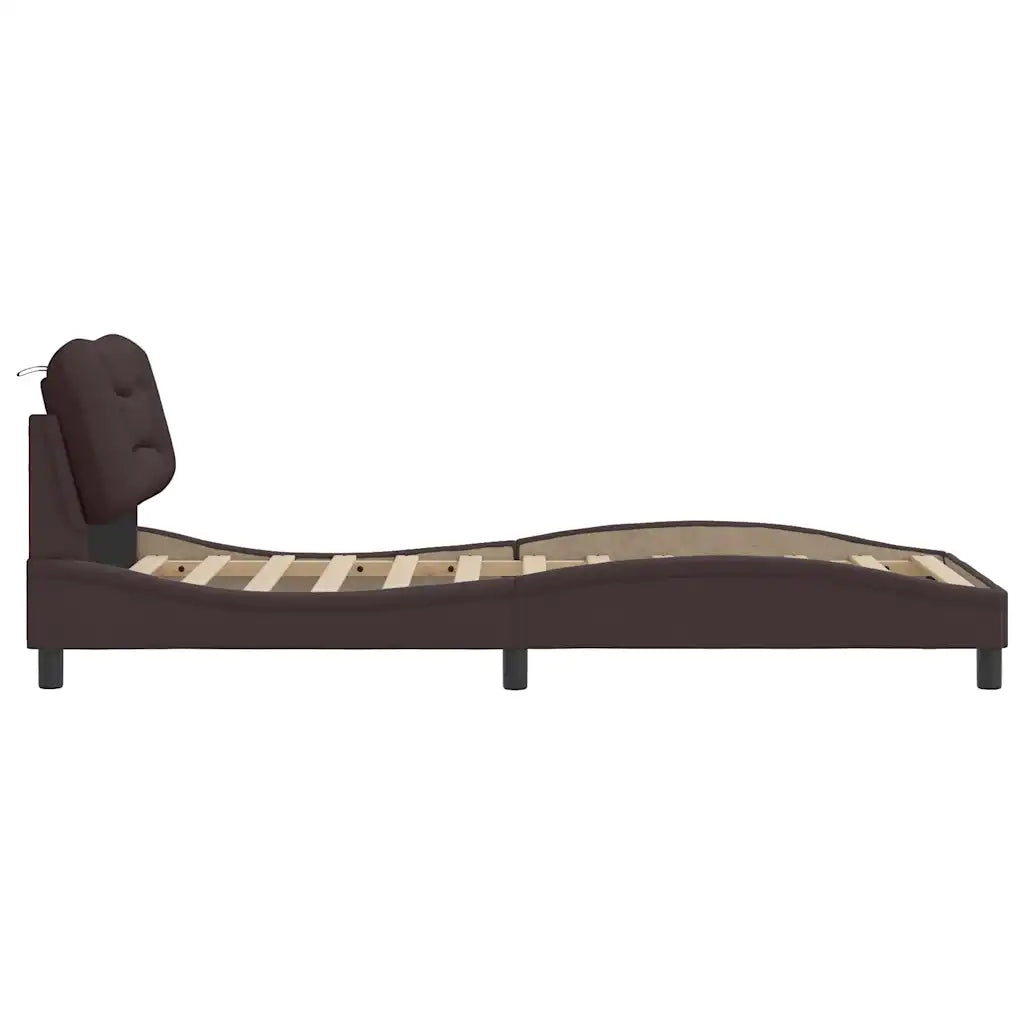 Giroletto senza Materasso Hvar Marrone Scuro 90x190 cm Tessuto 3207740