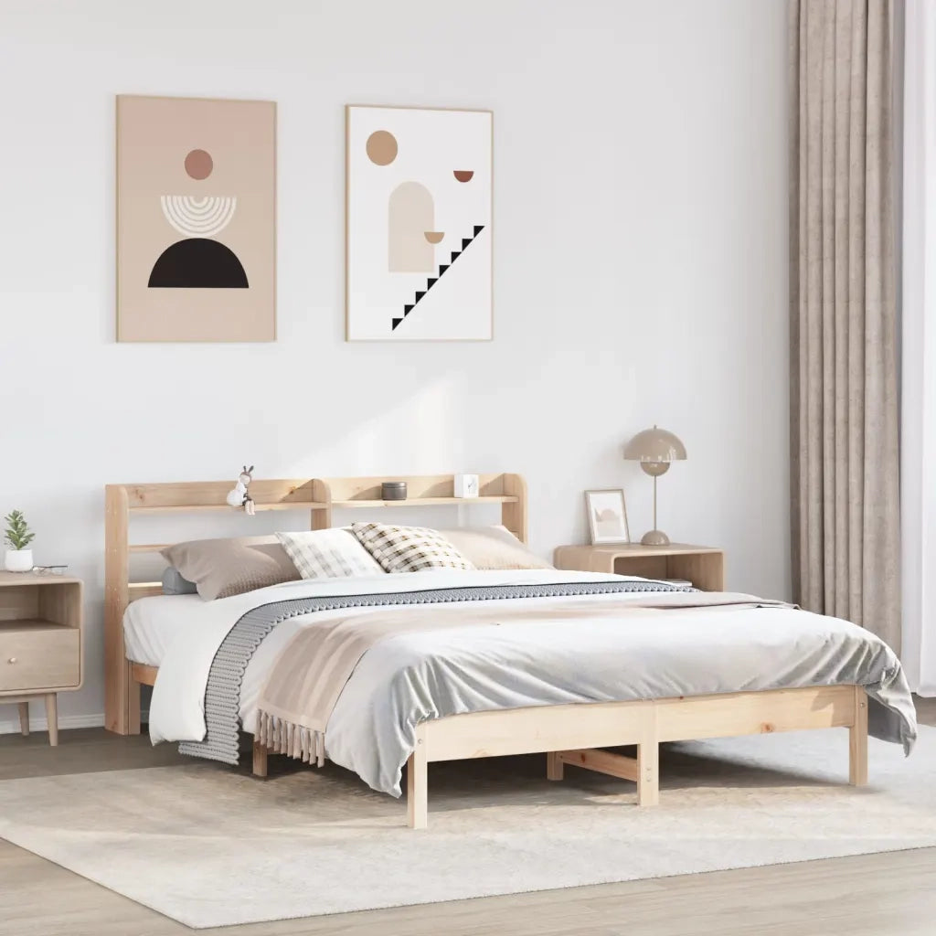 Letto senza Materasso-Struttura Letto 150x200 cm in Legno Massello di Pino 852373