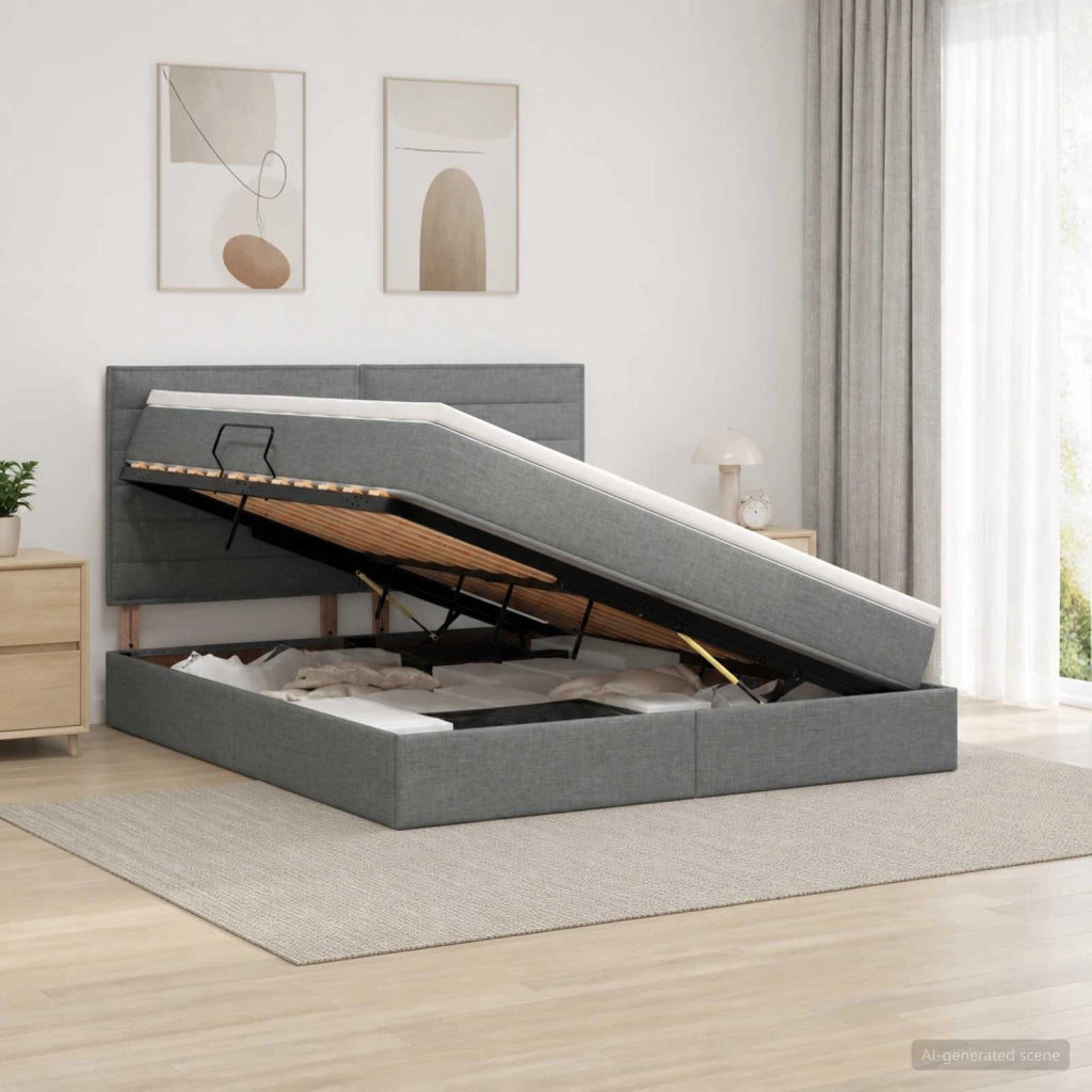 Letto con contenitore LED e materasso Grigio Scuro 180 x 200 cm 3459898