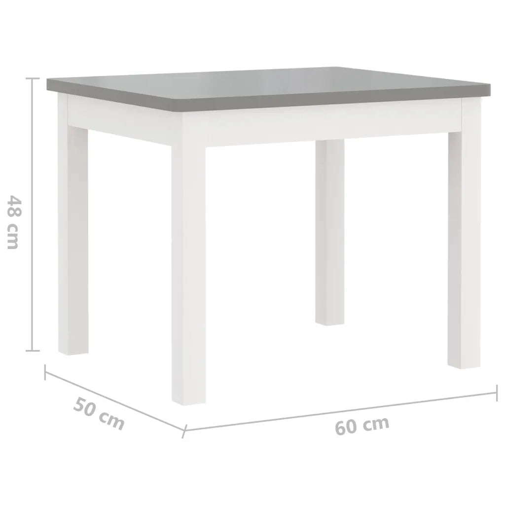 Set Tavolo e Sedie per Bambini 4 Pezzi Bianco e Grigio in MDF CFW5931682