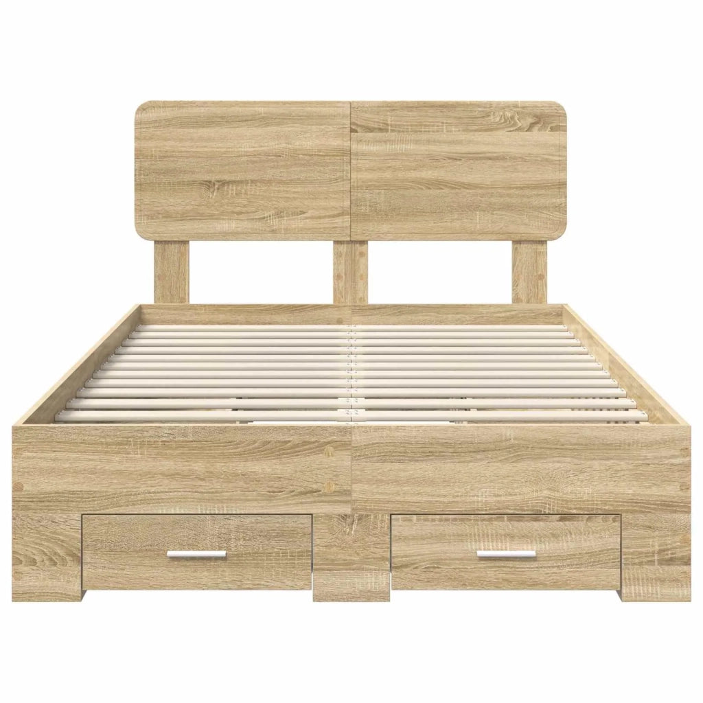 Letto matrimoniale | Letto per adulti | Struttura del letto con testiera Rovere Sonoma 120 x 200 cm