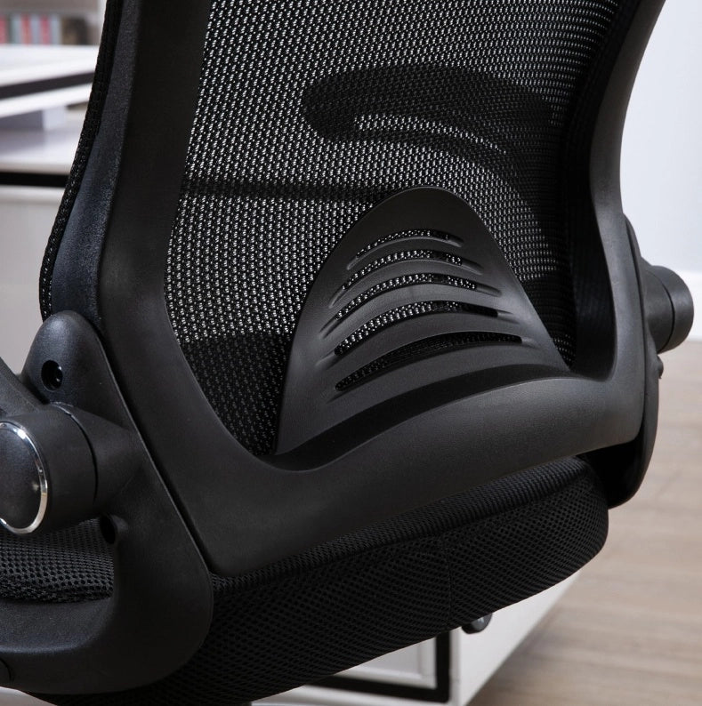 Sedia da ufficio ergonomica con poggiapiedi, nera
