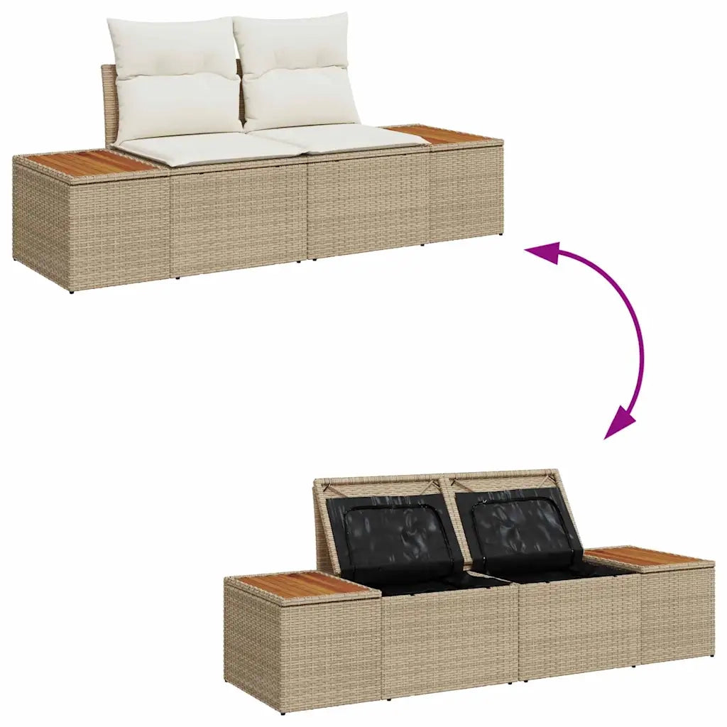 Set Divano da Giardino 6 pcs Beige e Crema Polyrattan 3356766