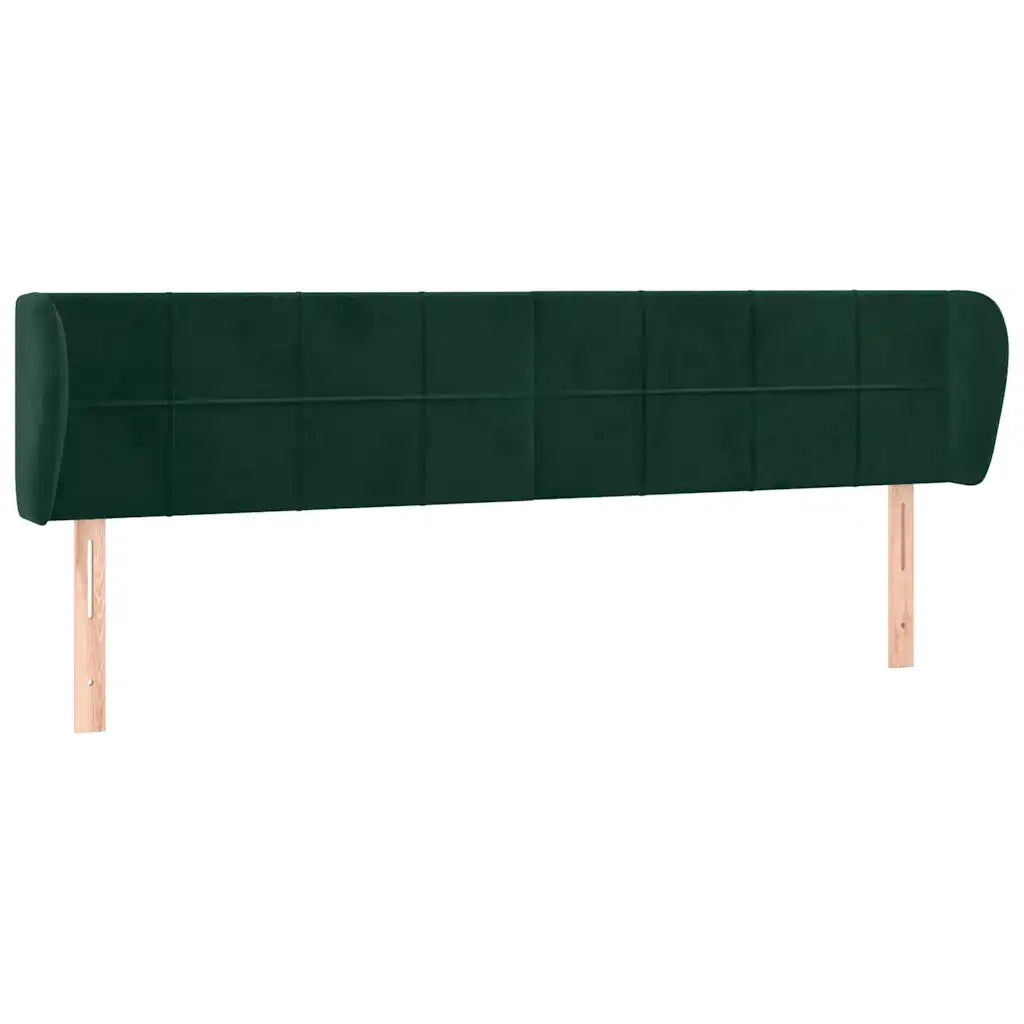 Testiera ad Orecchio-Testata con Orecchie Verde Scuro 203x23x78/88 cm in Velluto 667035