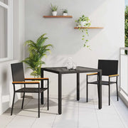 Set da Pranzo per Giardino 3 pcs Nero polyrattan