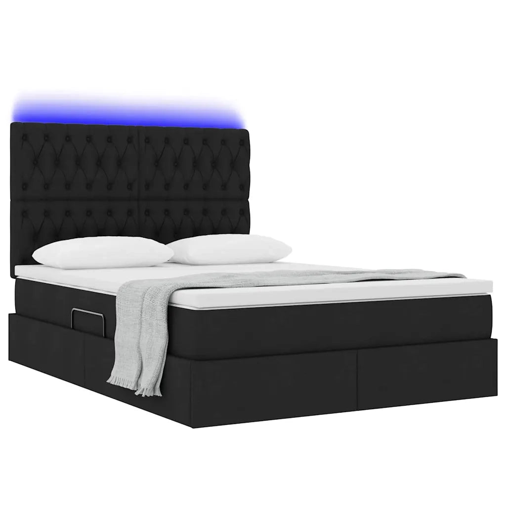 Letto con contenitore e LED Nero 140 x 200 cm Poliestere