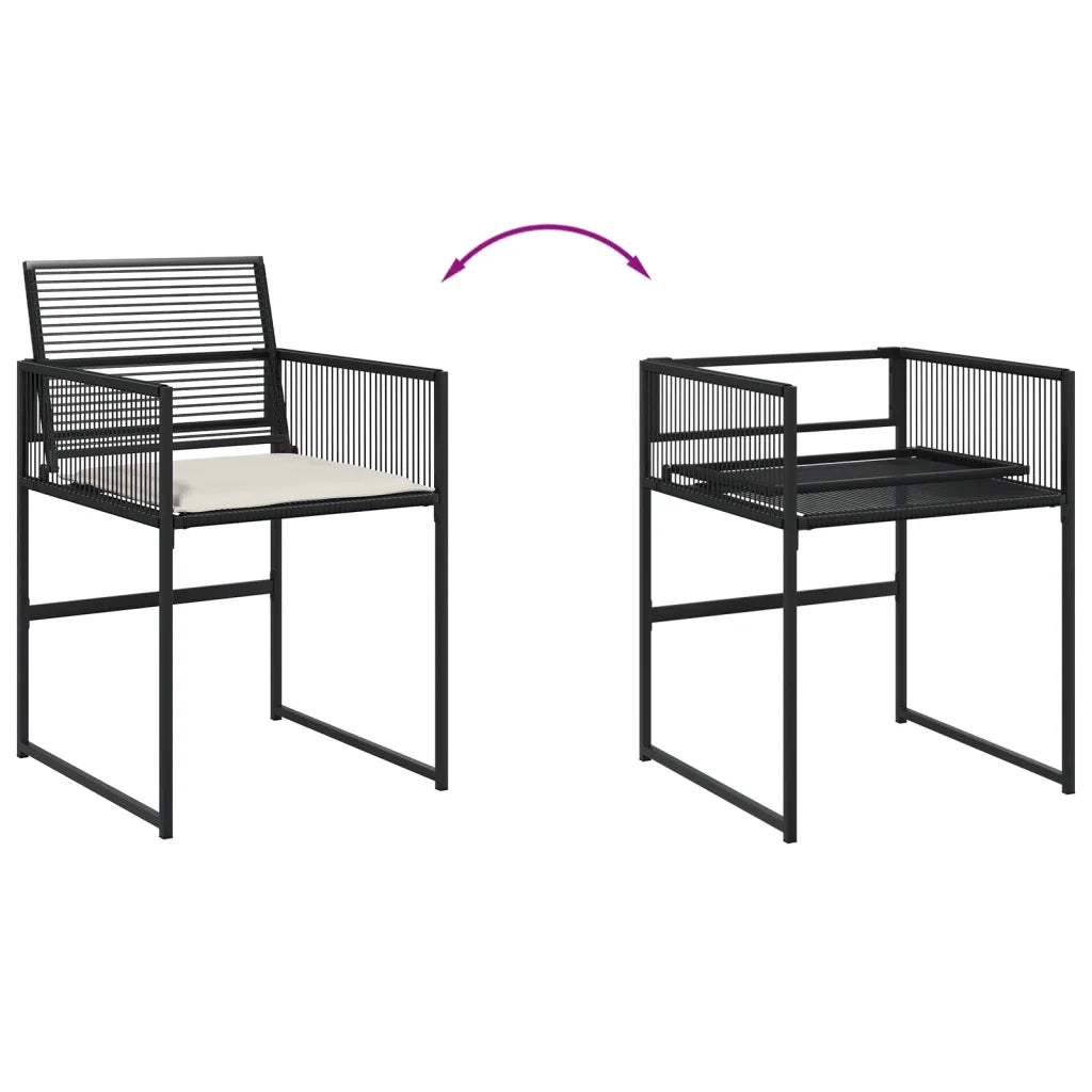 Set da Pranzo da Giardino 9 pz | Set Salotto da Giardino con Cuscini Nero in Polyrattan