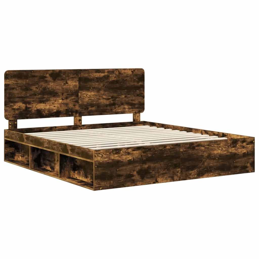 Letto matrimoniale | Letto per adulti | Struttura del letto Rovere fum¨¦ 180 x 200 cm Pino massello