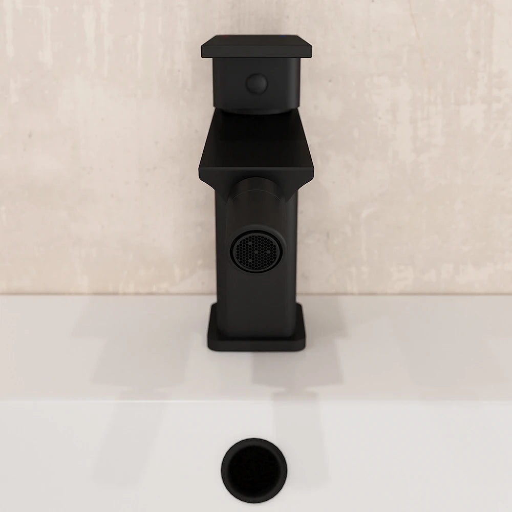Coppia miscelatori lavabo bidet senza scarico slim nero opaco | Ingrid