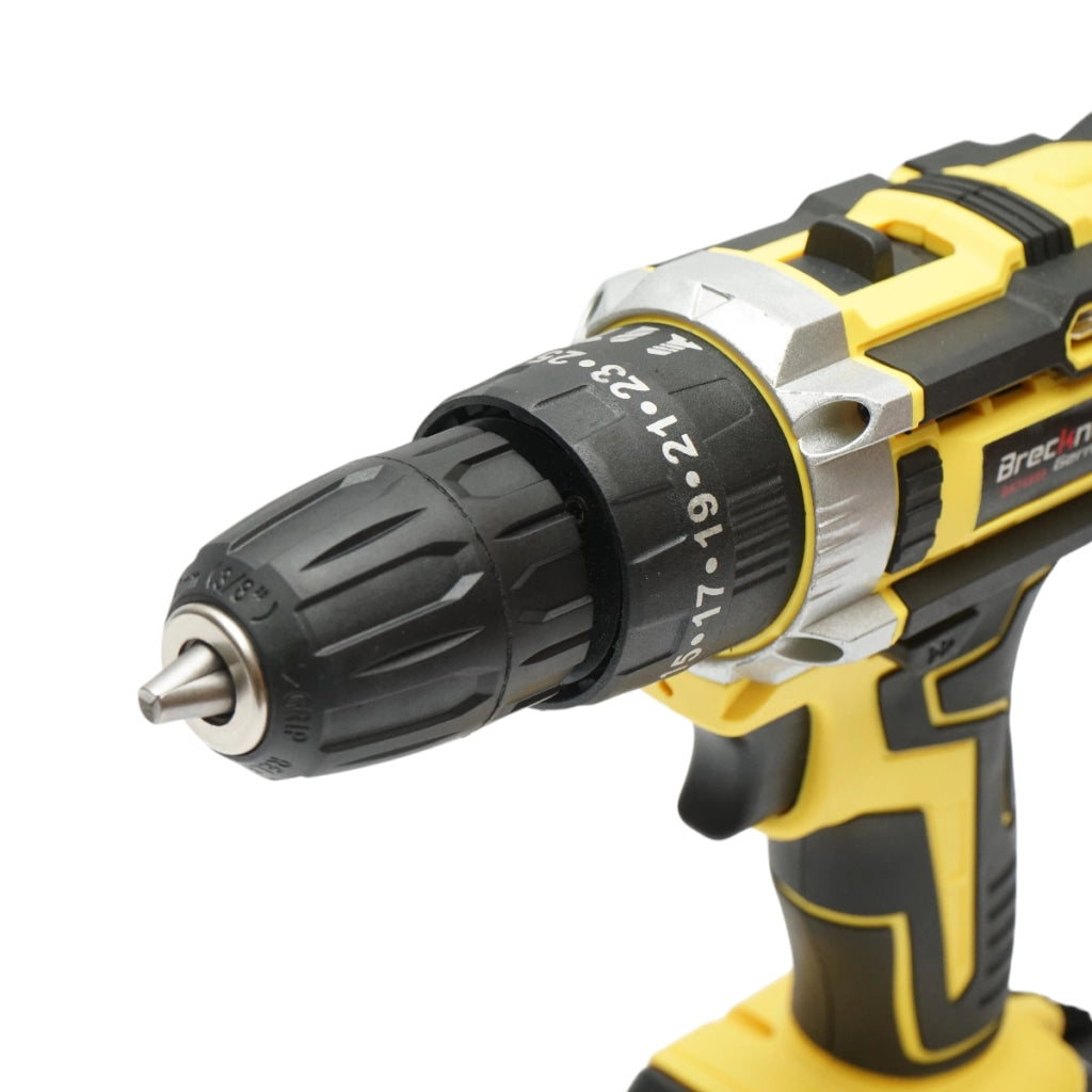 Avvitatore a impulsi e trapano, 2 batterie 21V, 1.5Ah agli ioni di litio, coppia 29Nm, mandrino da 10mm, 0-350/1350 giri/min Breckner Germany
