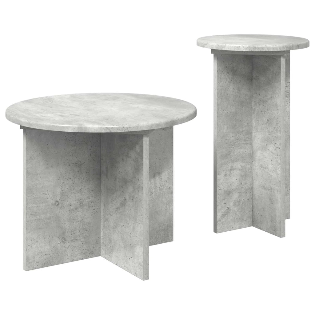 Set tavolini 2 pz | Tavolo laterale Grigio Cemento Legno ingegnerizzato