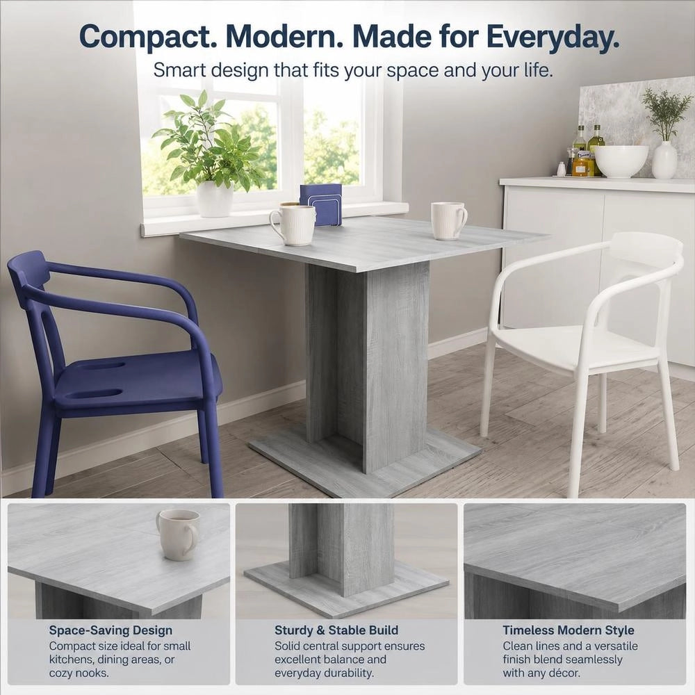 1 Pcs Gray Sonoma Wood Dining Table 80x80x75 Cm Square Modern Minimalist Design Sturdy Durable For Small Apartment Kitchen Living Room 4 Seater Meal Desk Coffee Table Workstation