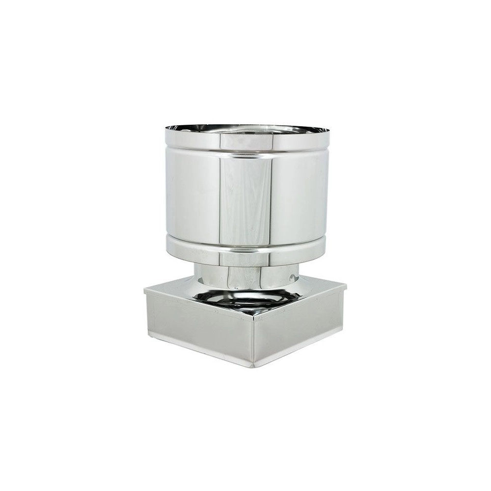 Fumaiolo da 37x37cm tipo botte 4 venti inox aisi 304 base quadra