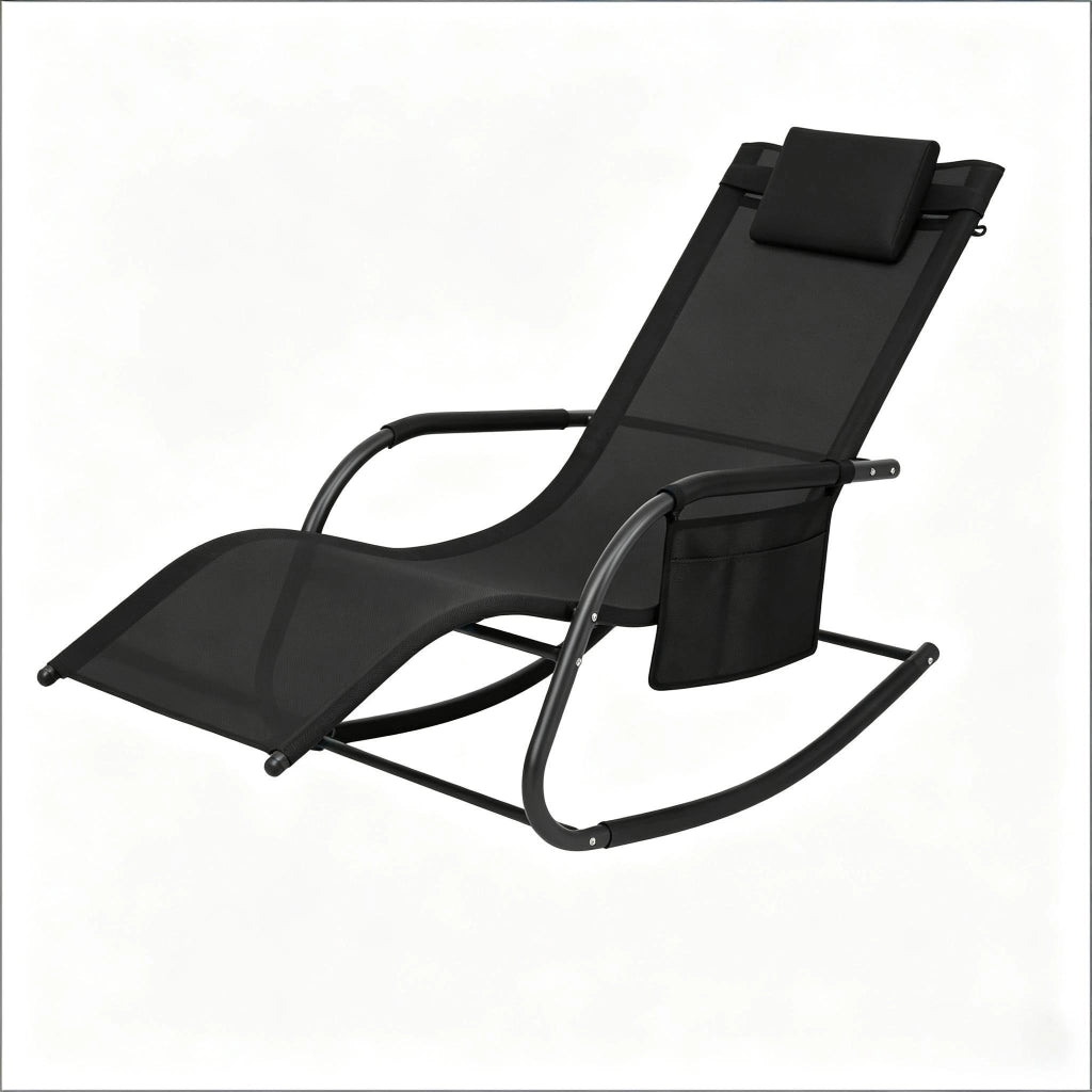 SEDIA A DONDOLO 152x83x62 cm Metallo e poliestere Nero