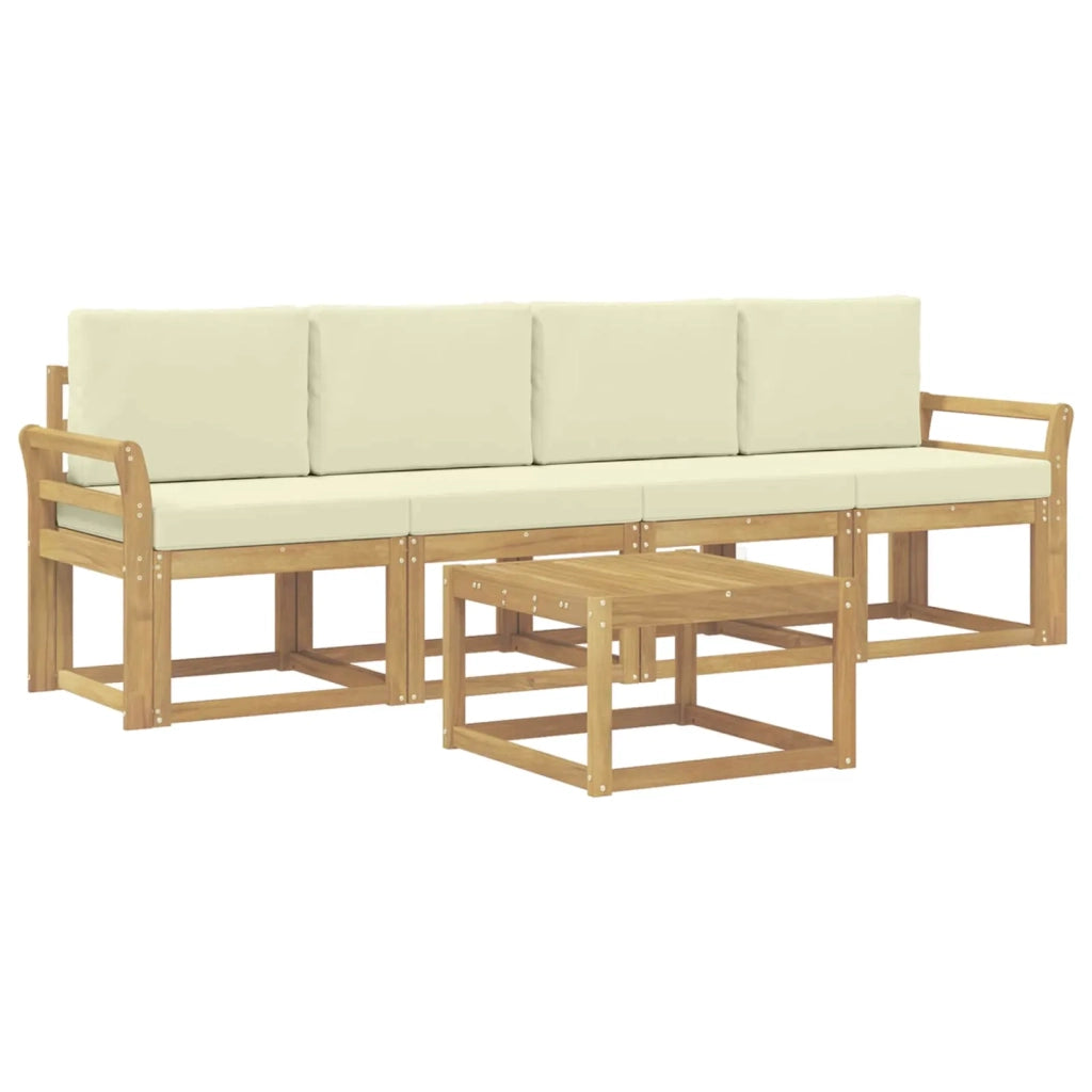 Set di divani da esterno 5 pz Bianco e Crema 3387209