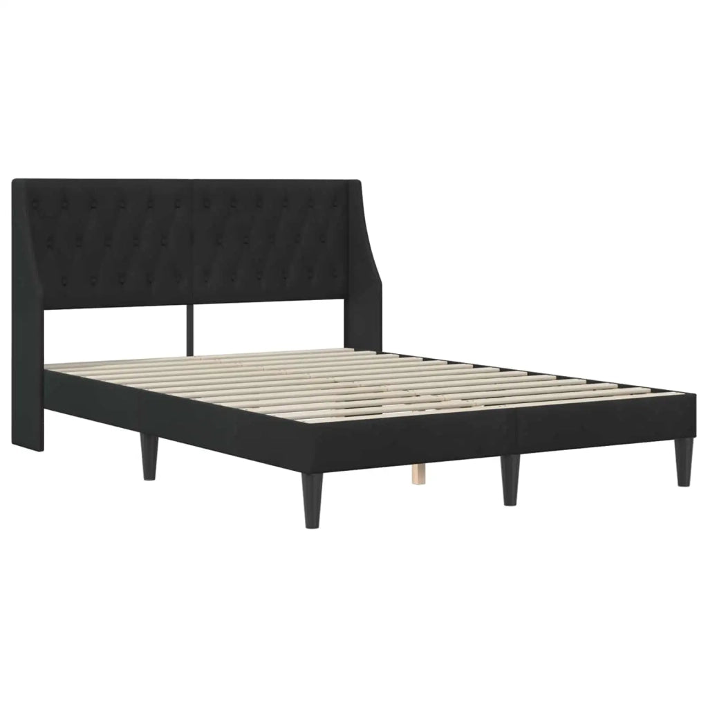 Letto matrimoniale | Letto per adulti | Struttura del letto con testiera Nero 140 x 190 cm Velluto